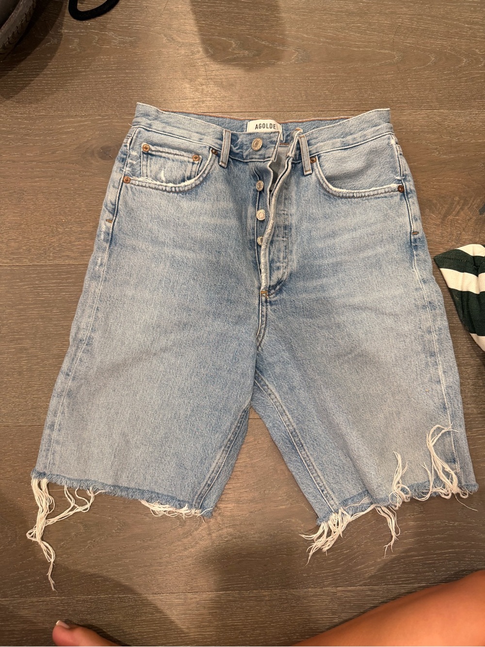 Agolde Light Wash Denim Cutoff Shorts